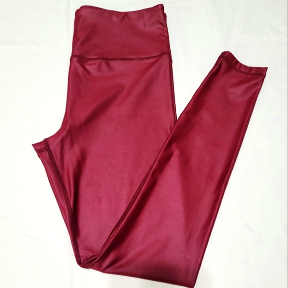 ZYIA Shiny Lipgloss Wine Magenta  Metallic Light N Tight Hi-Rise Sz 12 Leggings - Picture 3 of 11